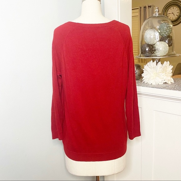 Talbots Red Sequin Lambswool Crew Neck Sweater - Picture 6 of 12